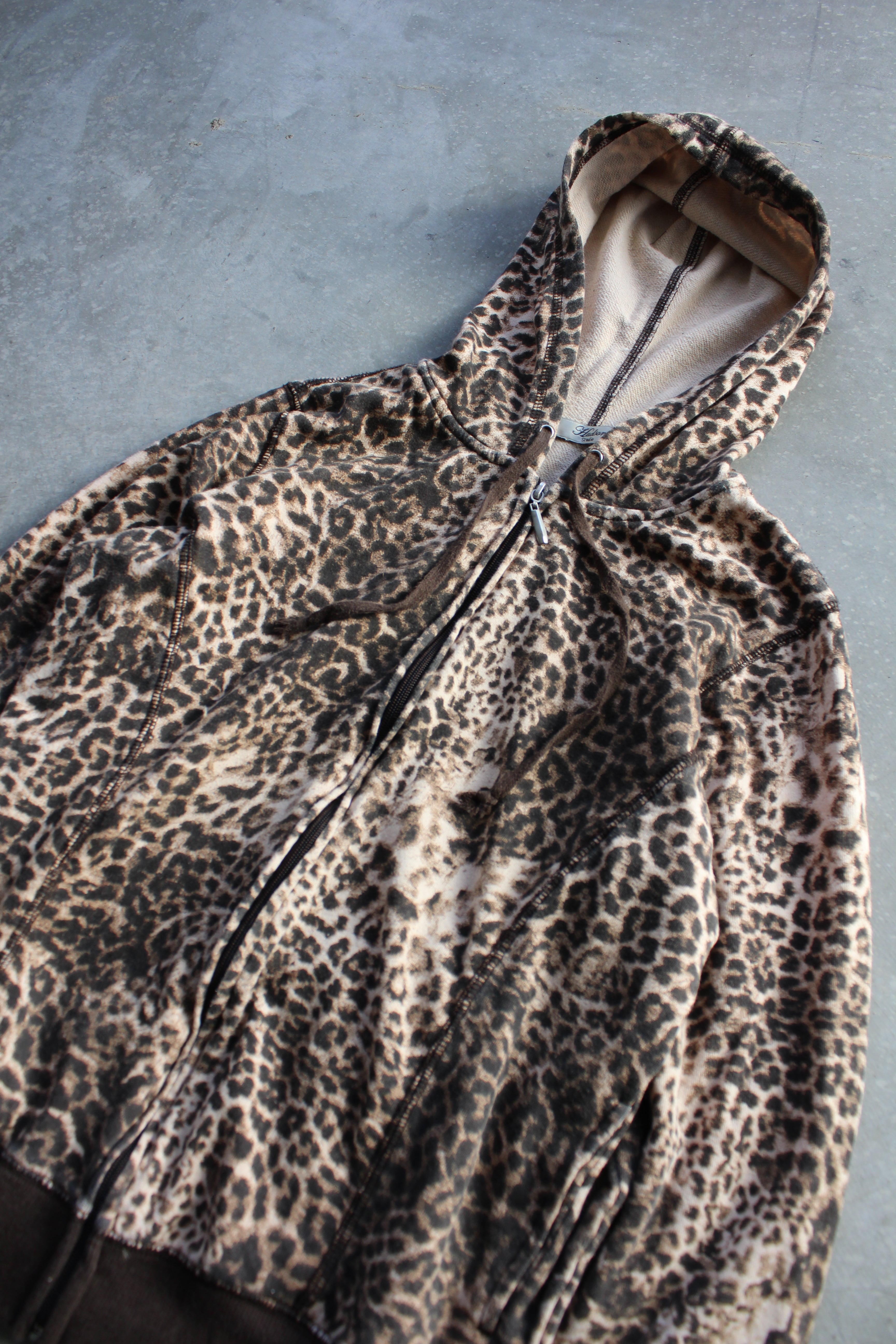 Y2K Cheetah Print Zip Up Hoodie - XL
