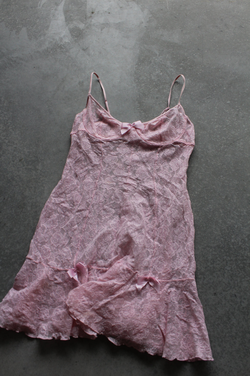 Y2K Women's Pink Lace Lingerie Dress - L
