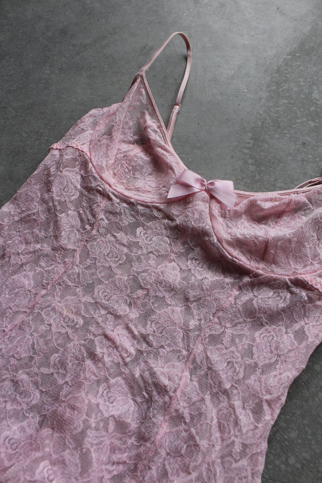 Y2K Women's Pink Lace Lingerie Dress - L