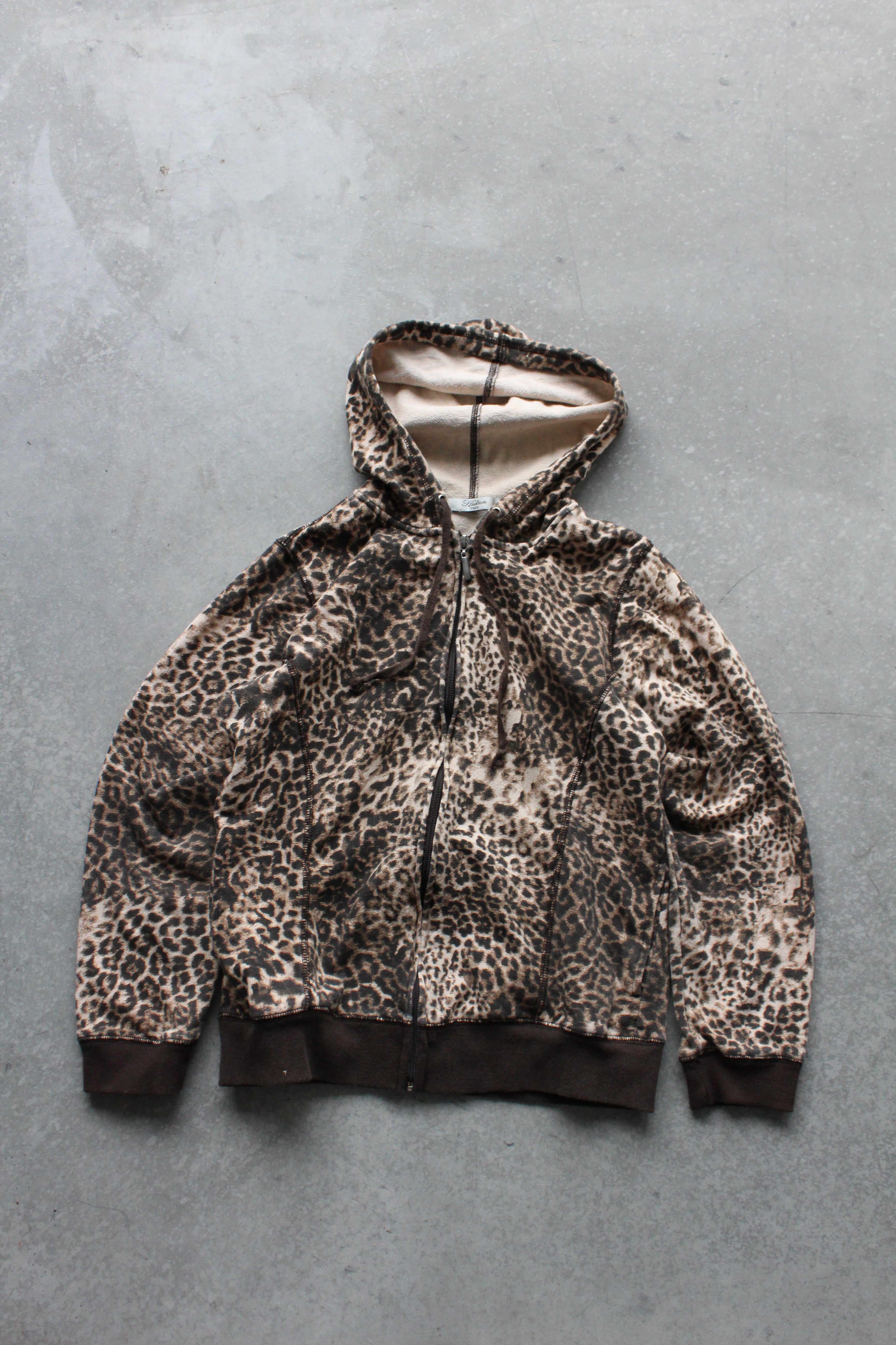 Y2K Cheetah Print Zip Up Hoodie - XL