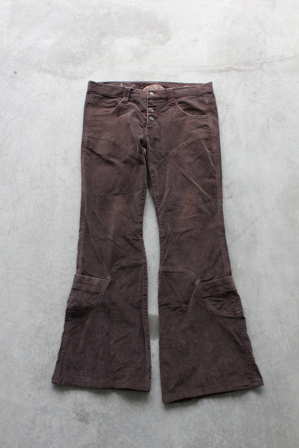 Y2K Women's Flared Corduroy Dragon Pants - 34