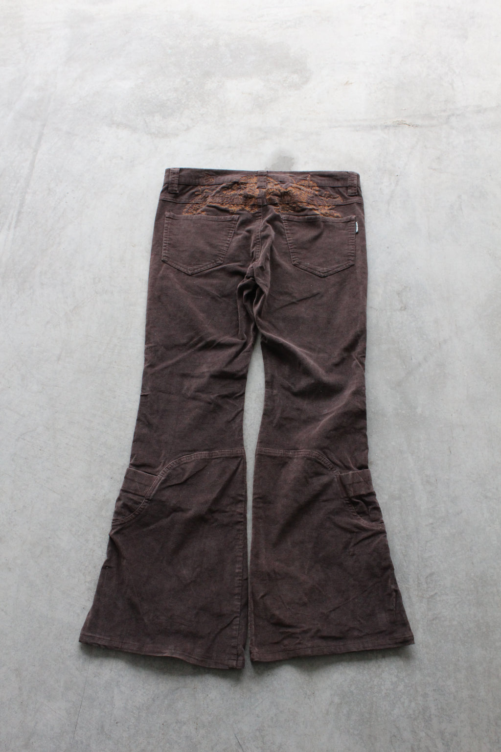Y2K Women's Flared Corduroy Dragon Pants - 34