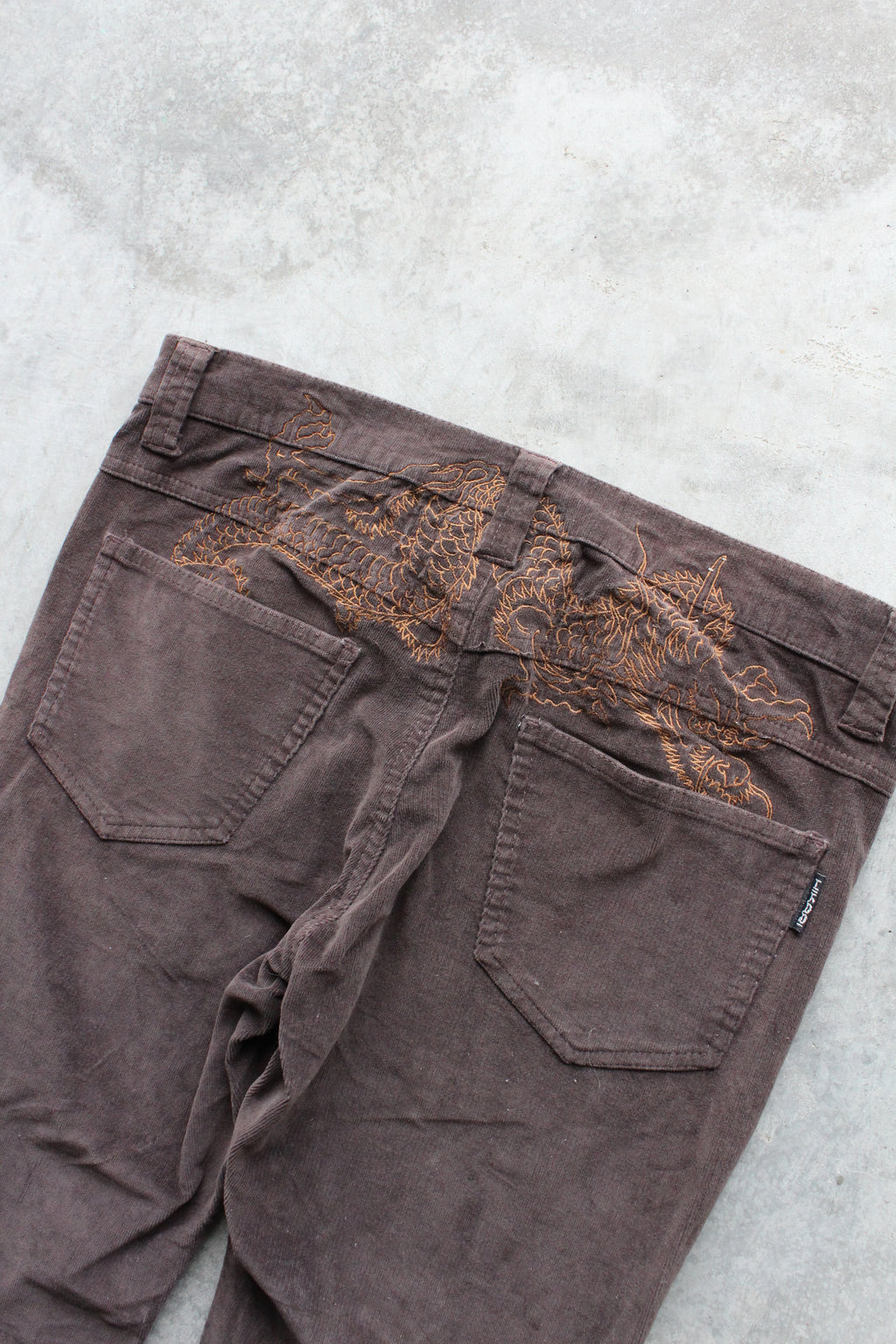 Y2K Women's Flared Corduroy Dragon Pants - 34