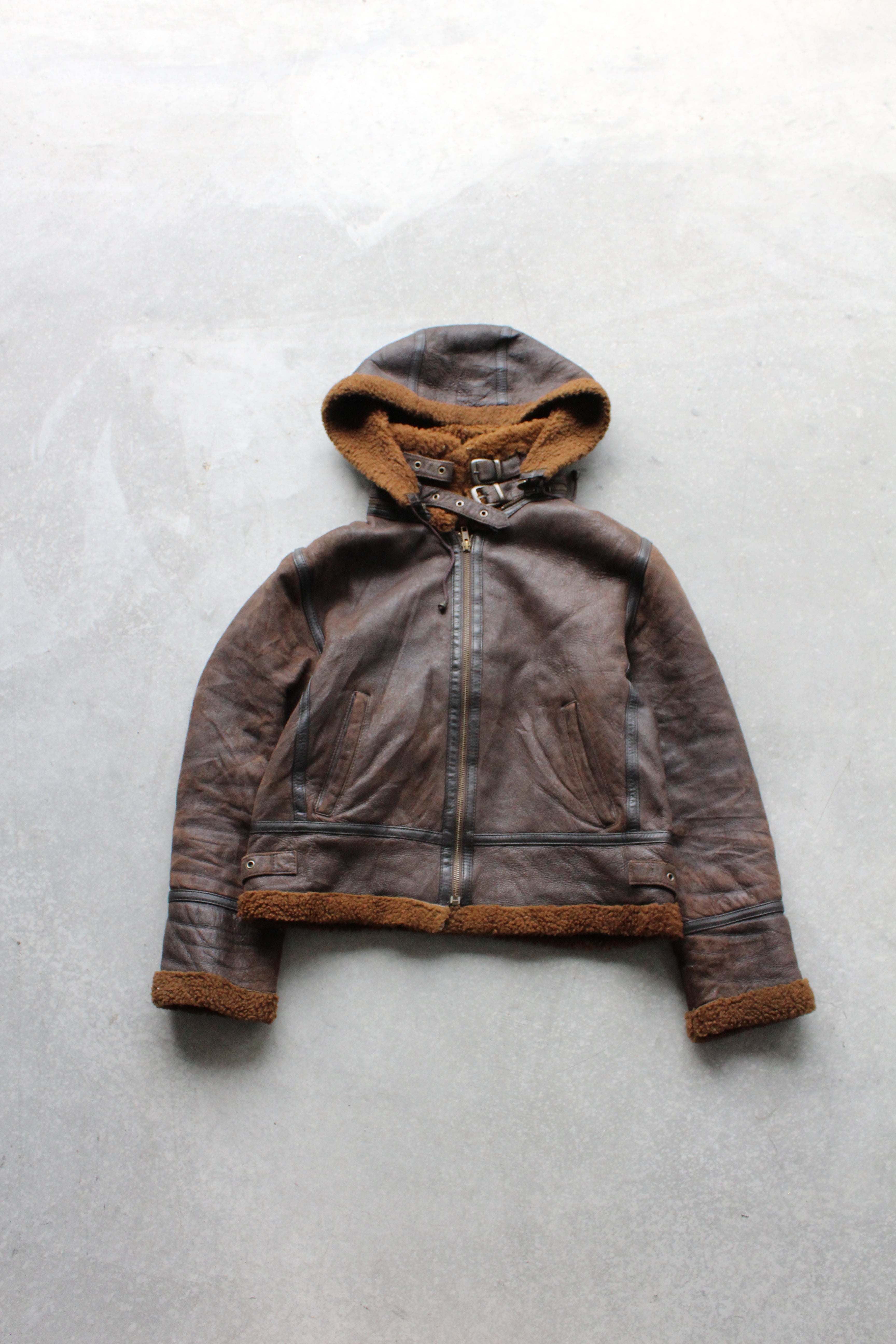 Vintage 90's Hooded Shearing Zip Up - L