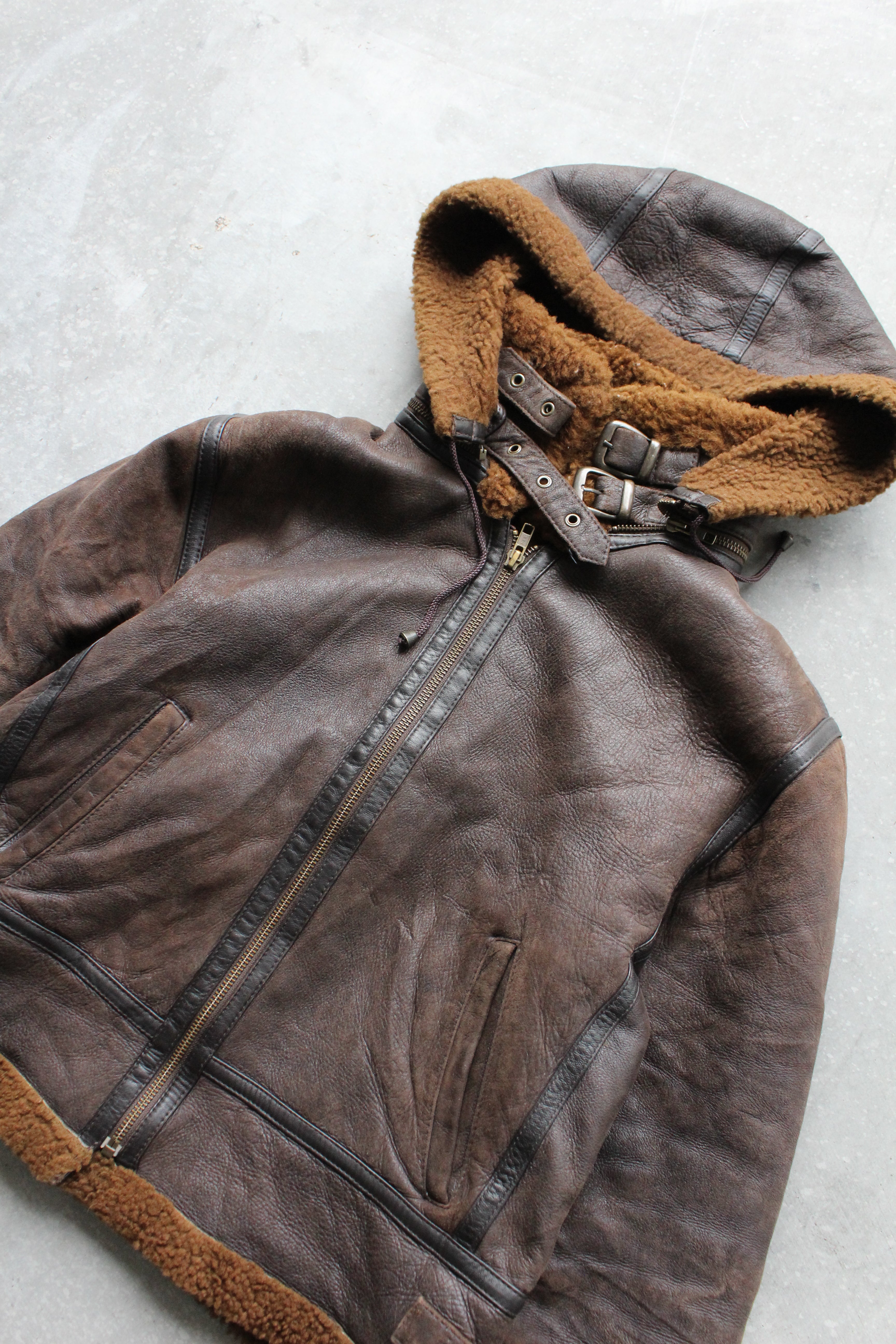 Vintage 90's Hooded Shearing Zip Up - L
