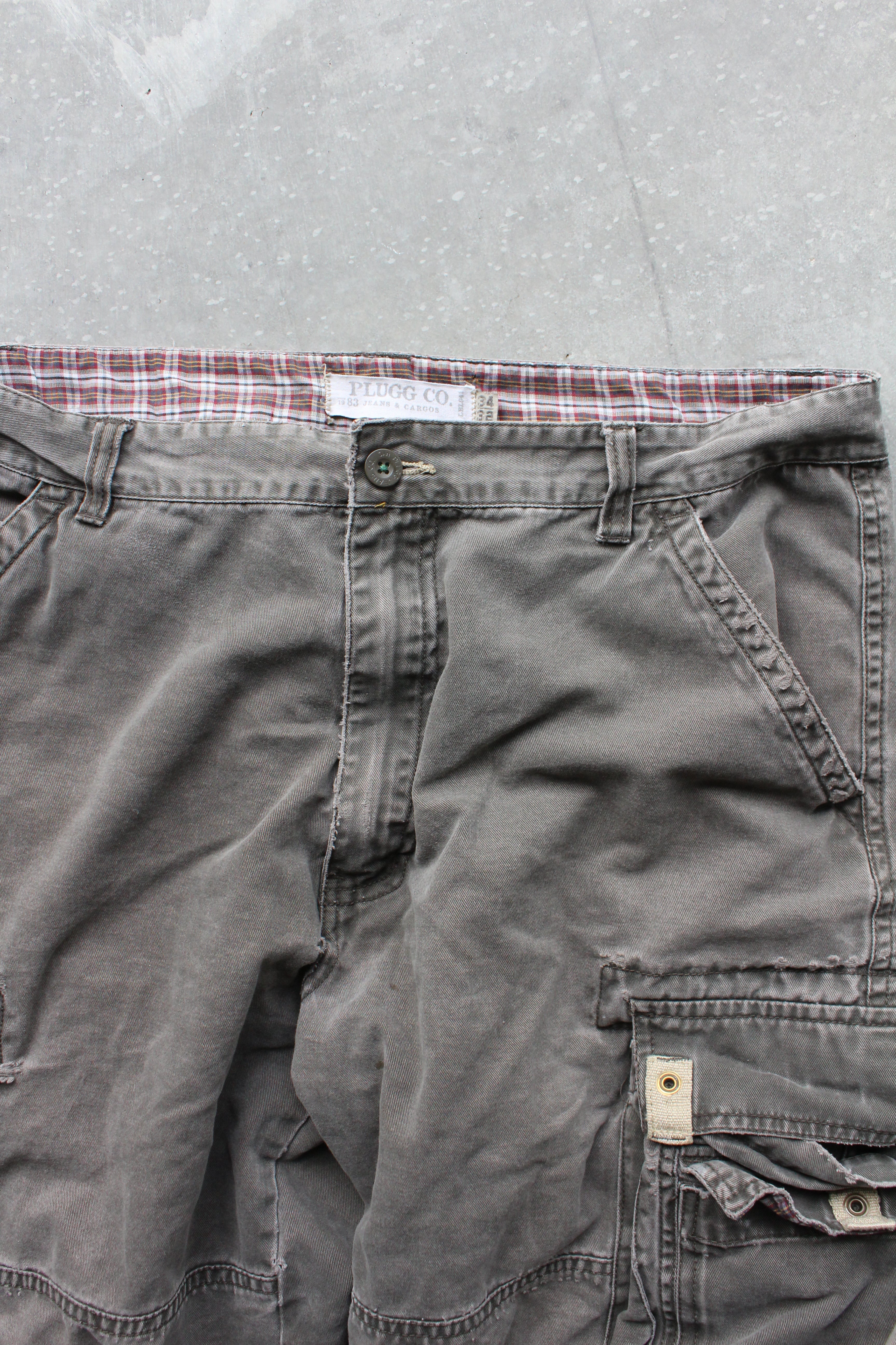 Y2K Plugg Flannel Cargo Pants - 34