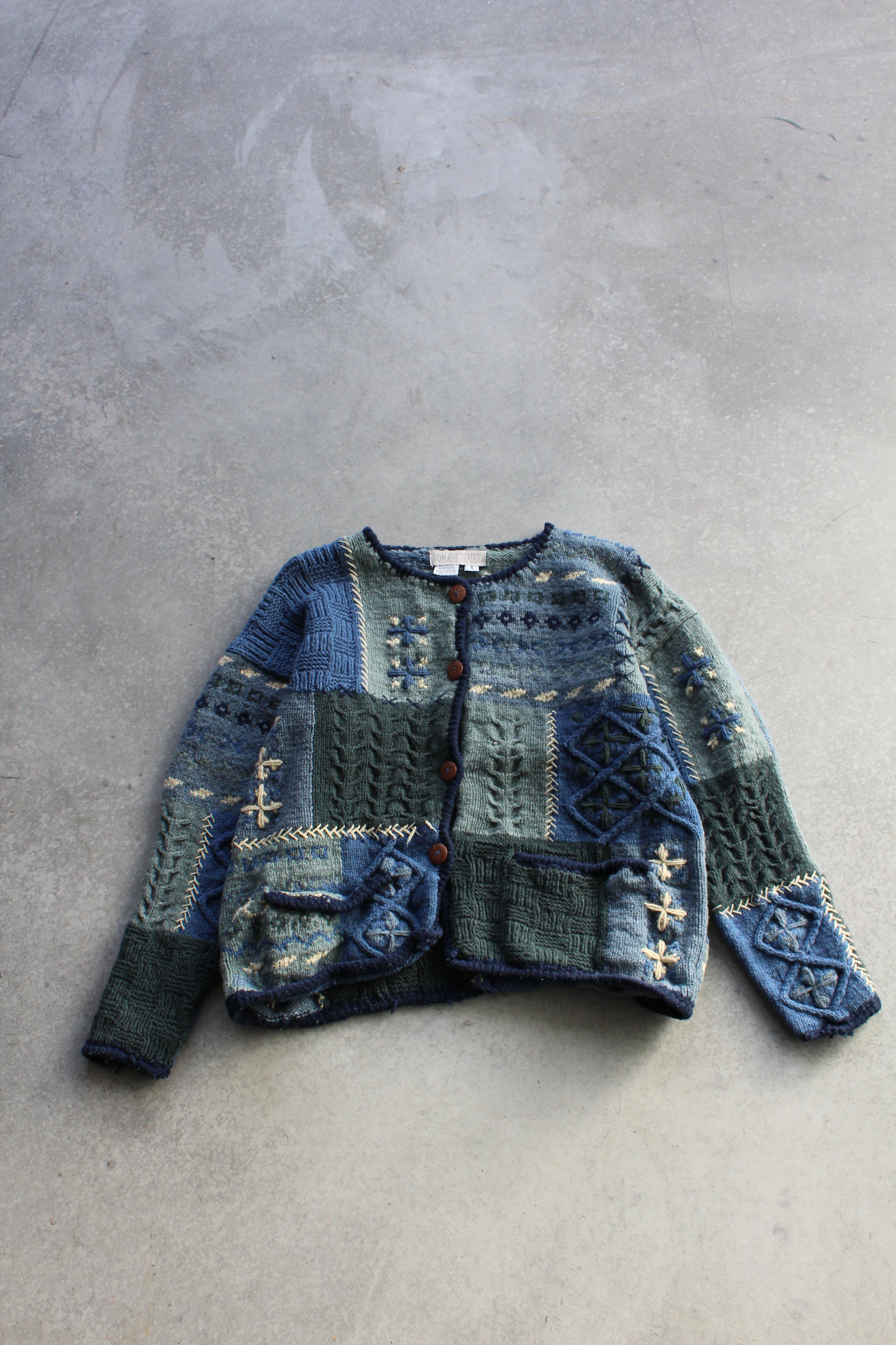 Vintage 80's Handknit Cardigan - L