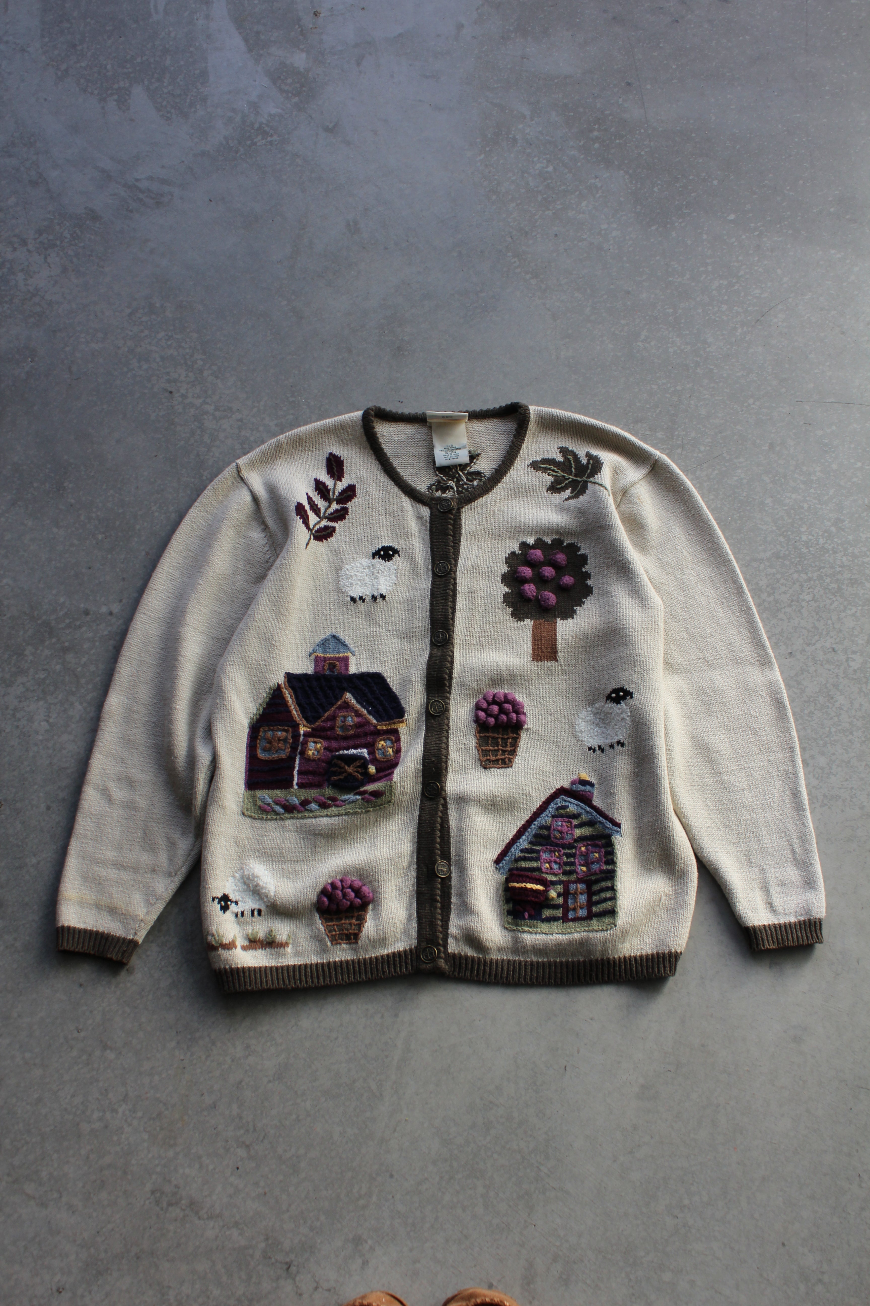 Vintage 90's Cottage Cord Cardigan - L