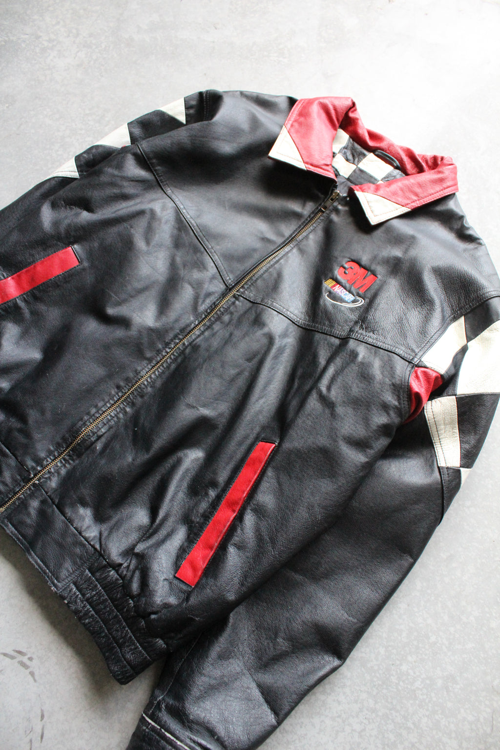 90's Nascar Leather Jacket - L